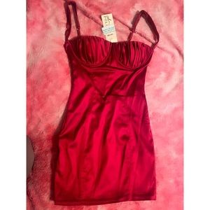 Red satin dress